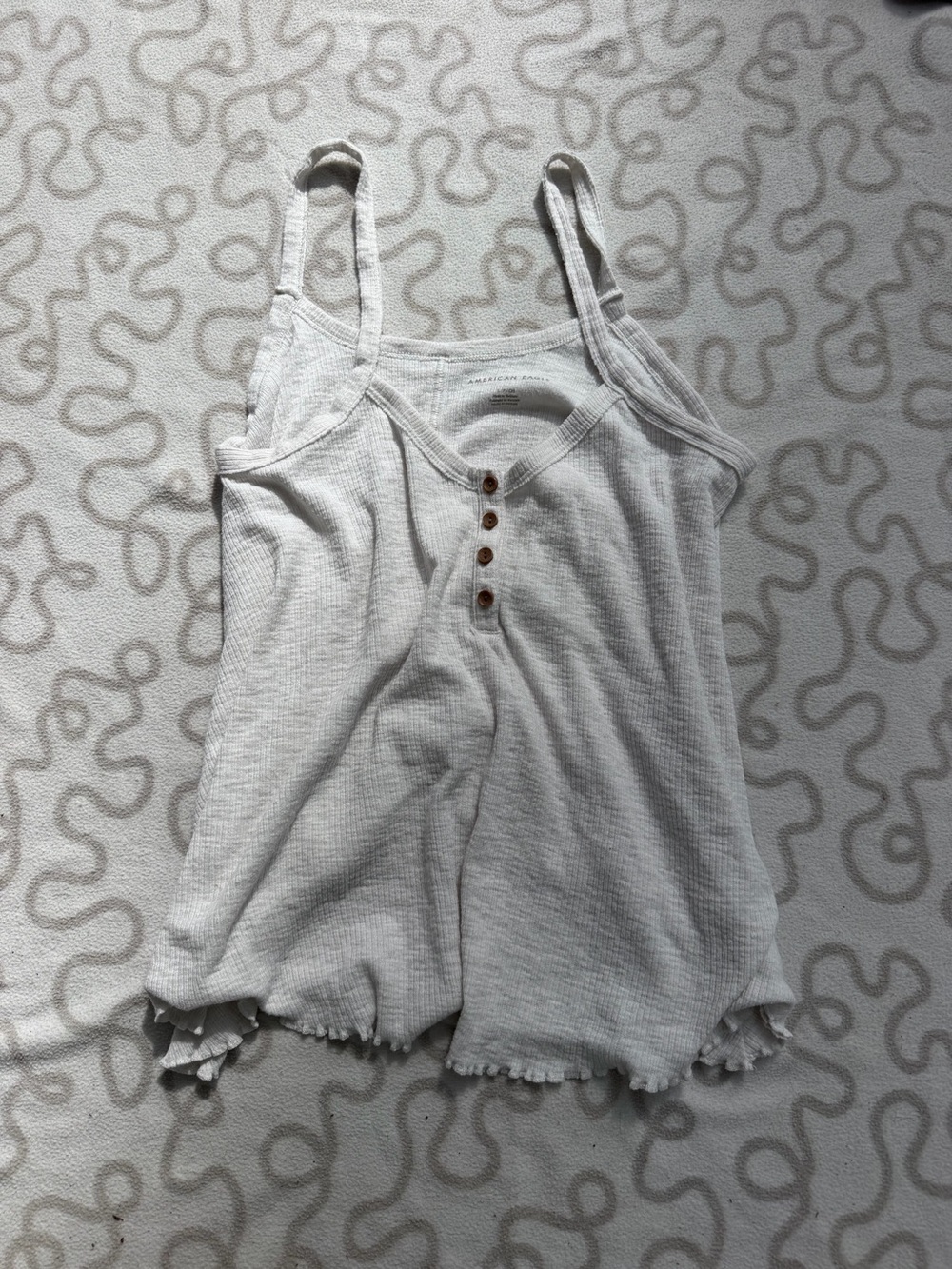 American Eagle Outfitters Cream Ribbed Button-Front Cami